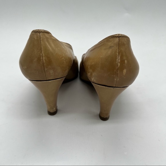 Chanel Tan Pumps Heels Quilted Pattern Toe Cap - Picture 3 of 9